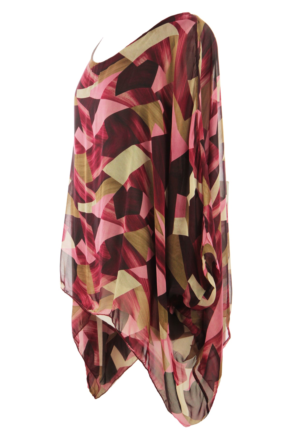 Geometric Print Silk Blouse