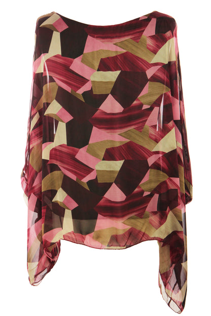 Geometric Print Silk Blouse