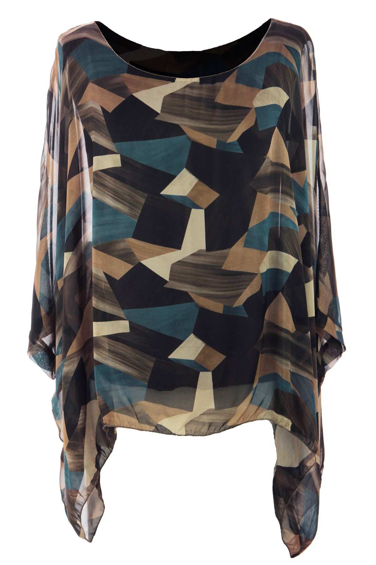 Geometric Print Silk Blouse