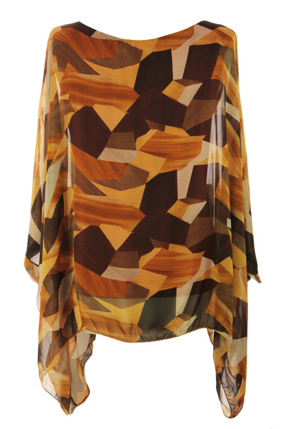Geometric Print Silk Blouse