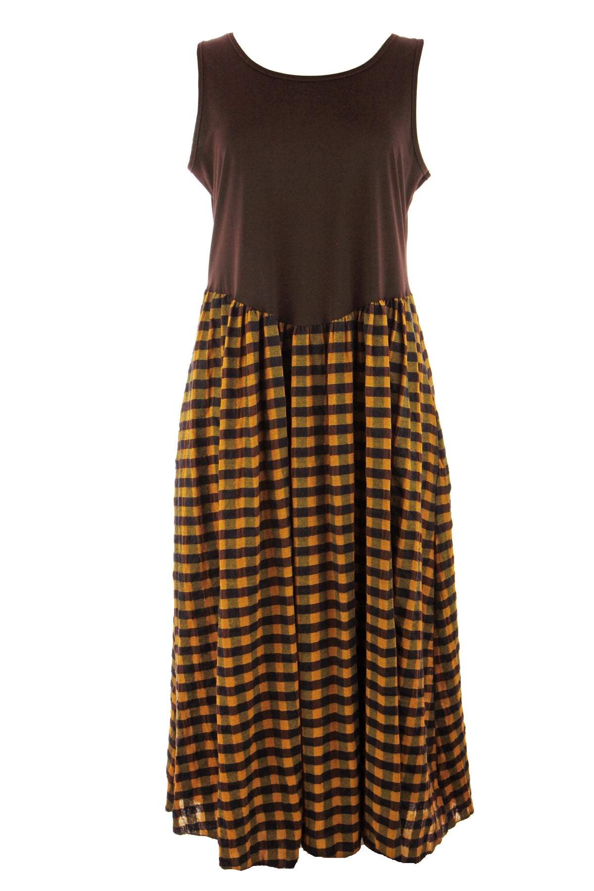 Sleeveless Gingham Midi Dress