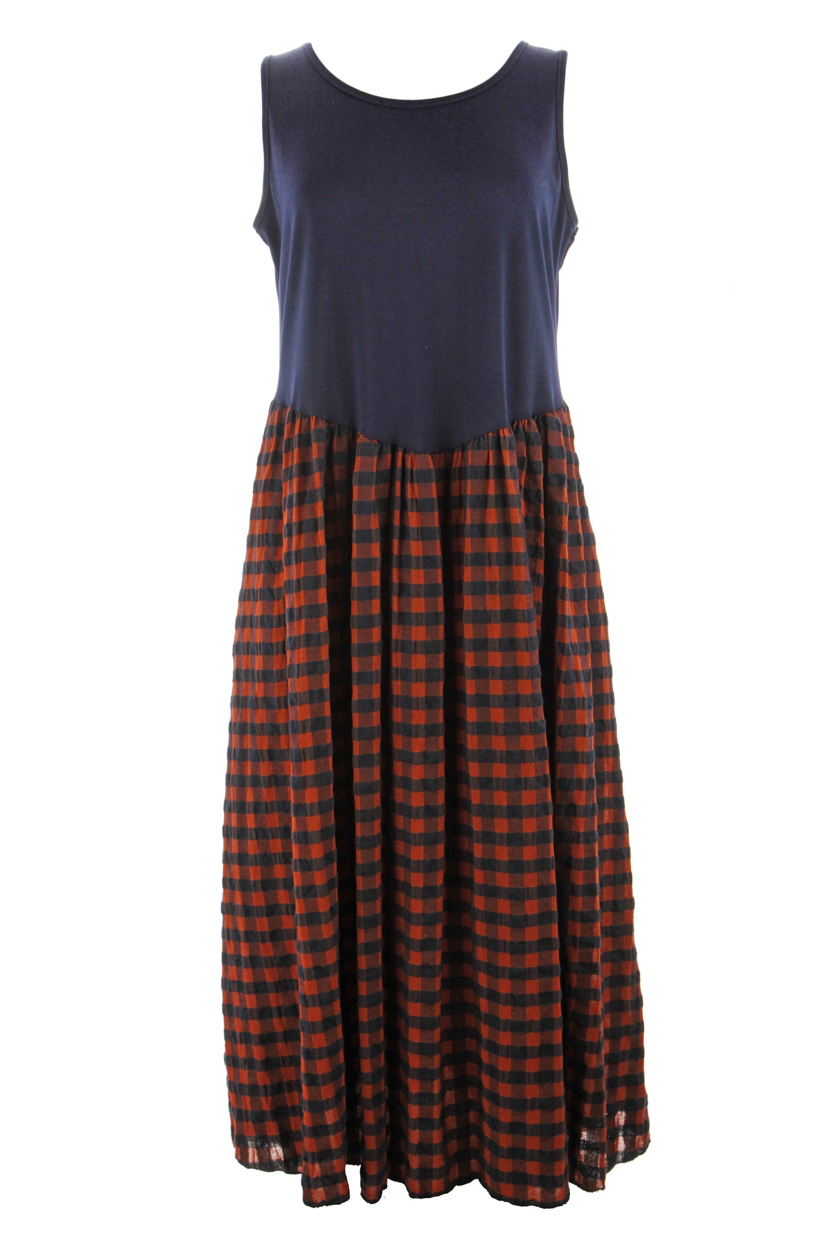 Sleeveless Gingham Midi Dress
