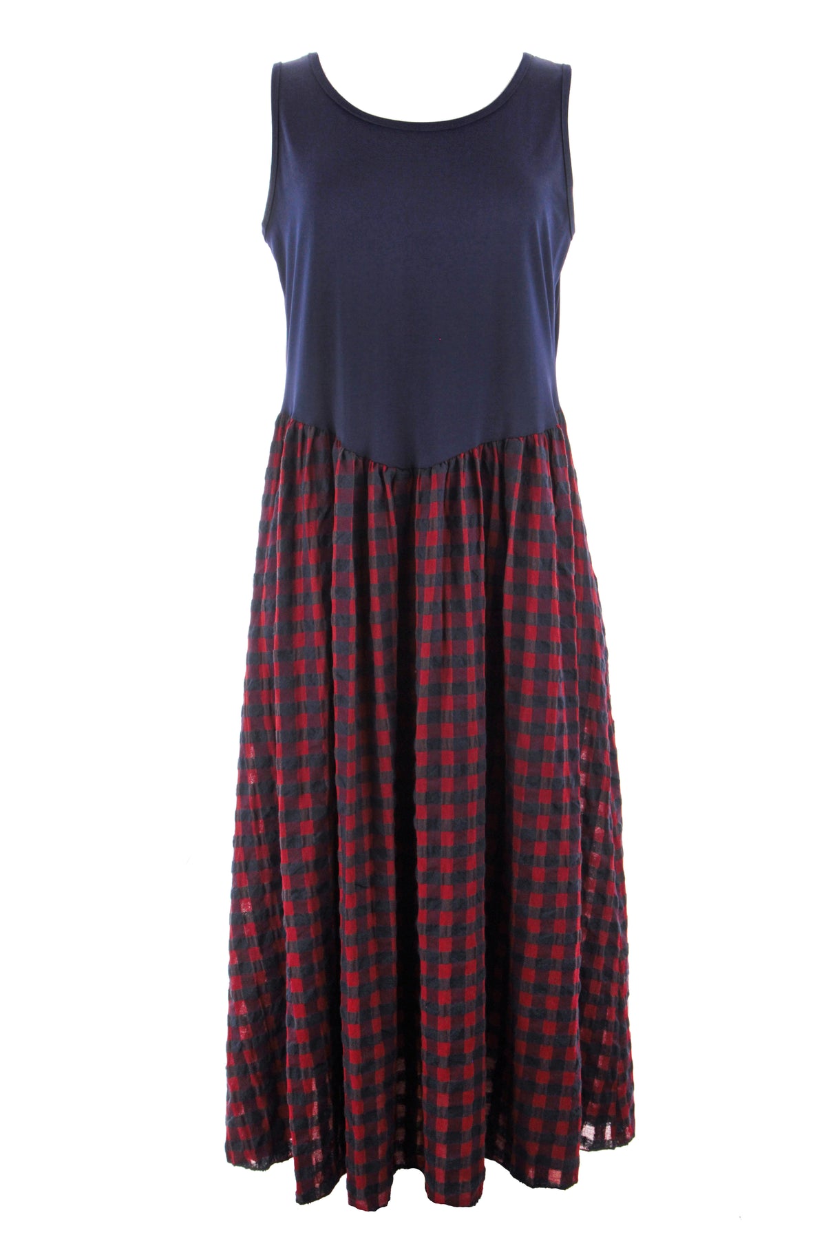 Sleeveless Gingham Midi Dress