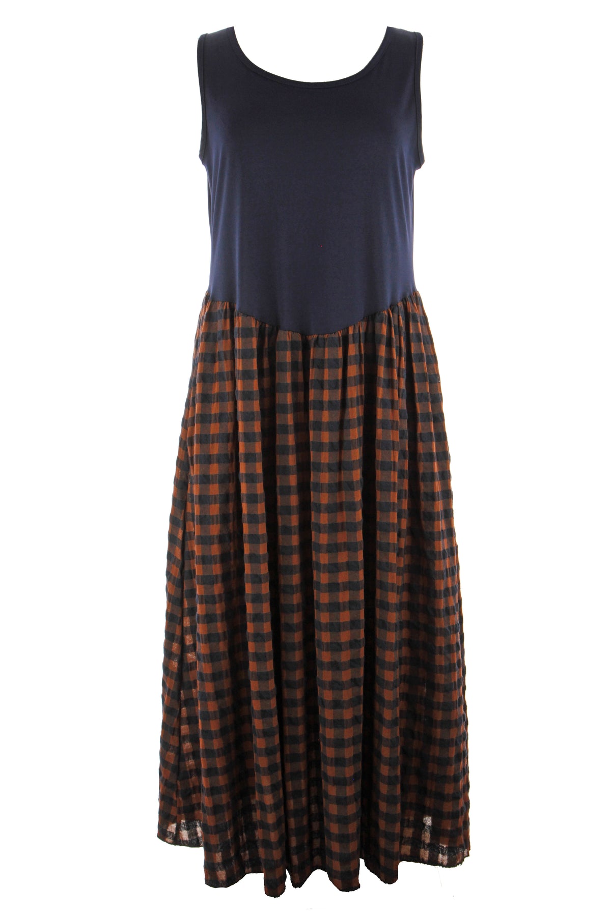 Sleeveless Gingham Midi Dress