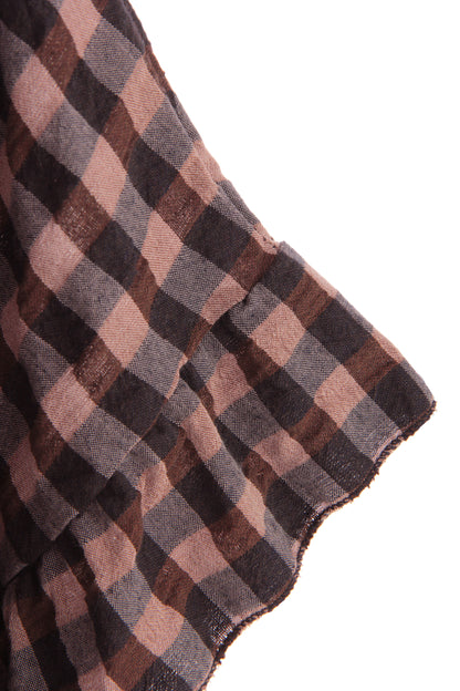 Check Ruffle Hem Cotton Top