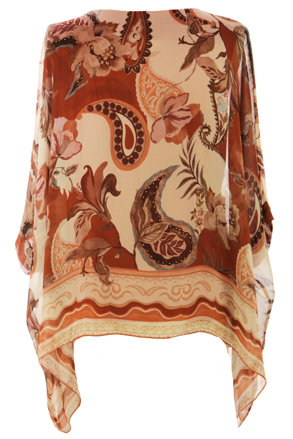Paisley Print Batwing Silk Blouse
