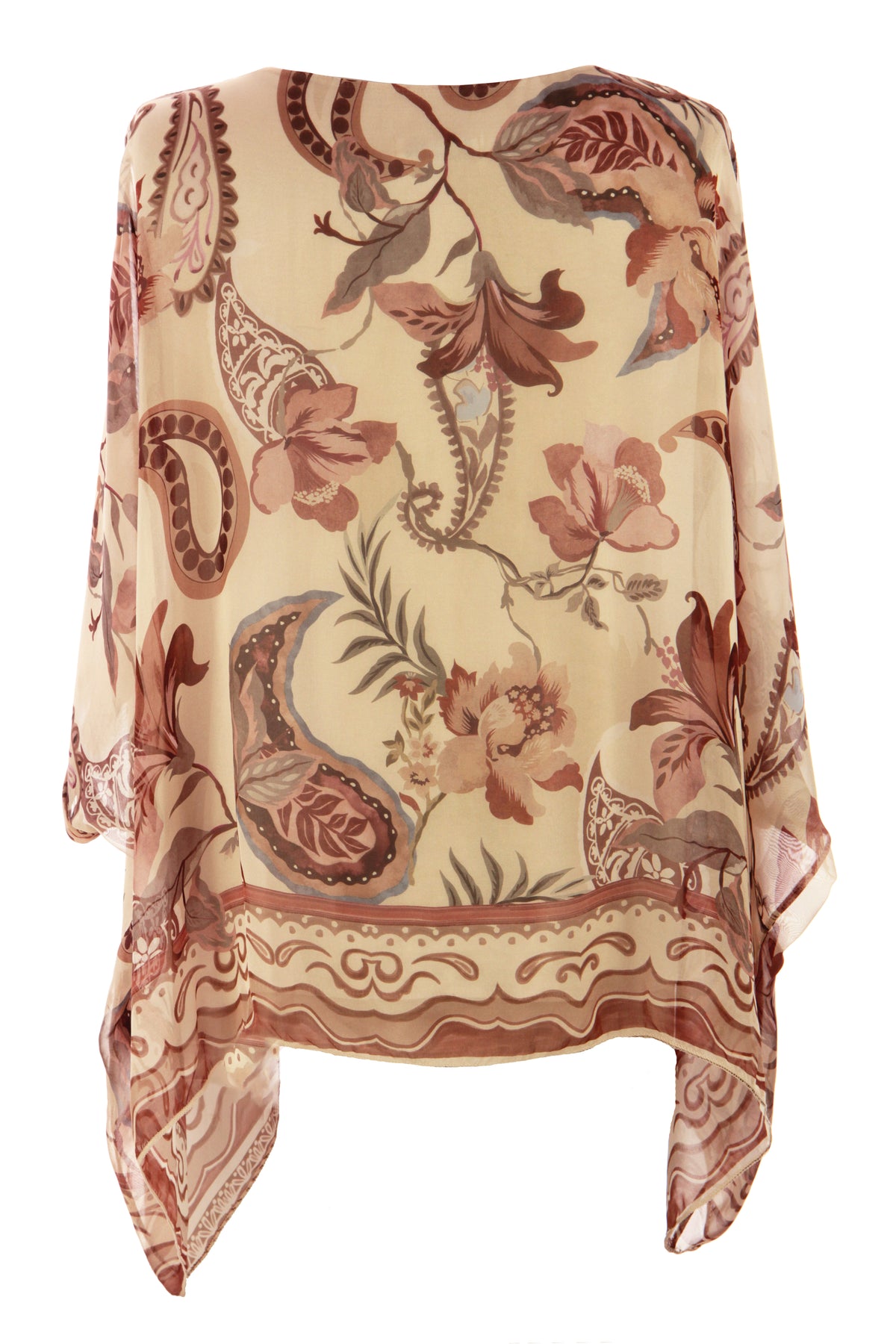 Paisley Print Batwing Silk Blouse