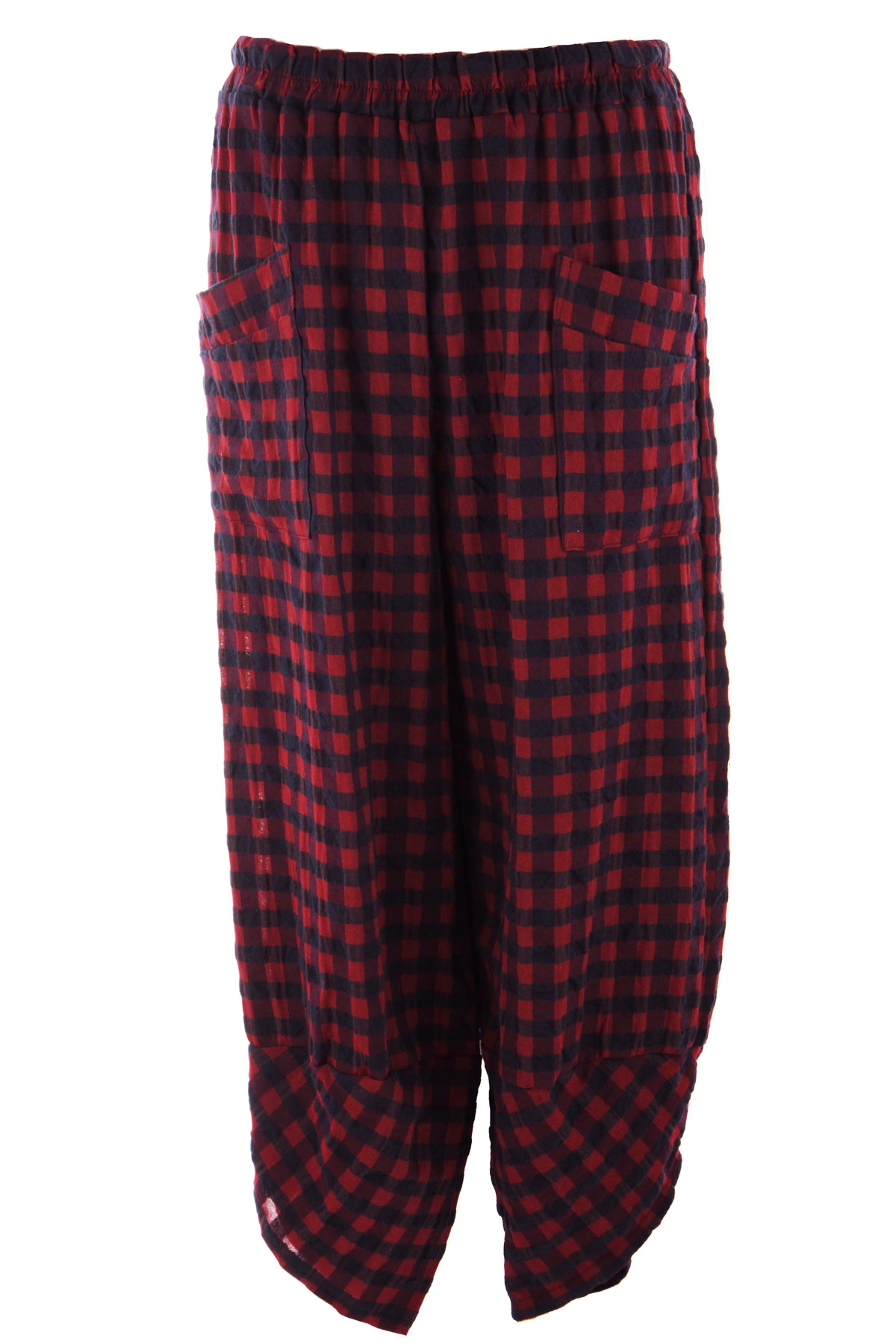 2 Pocket Tulip Ankle Barrel Leg Check Trouser