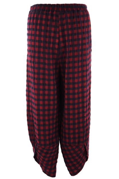 2 Pocket Tulip Ankle Barrel Leg Check Trouser