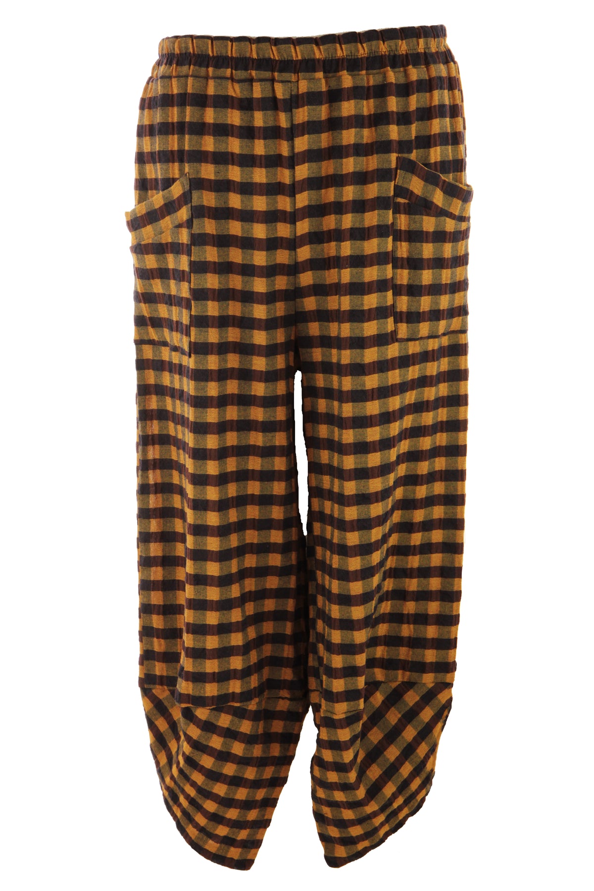 2 Pocket Tulip Ankle Barrel Leg Check Trouser