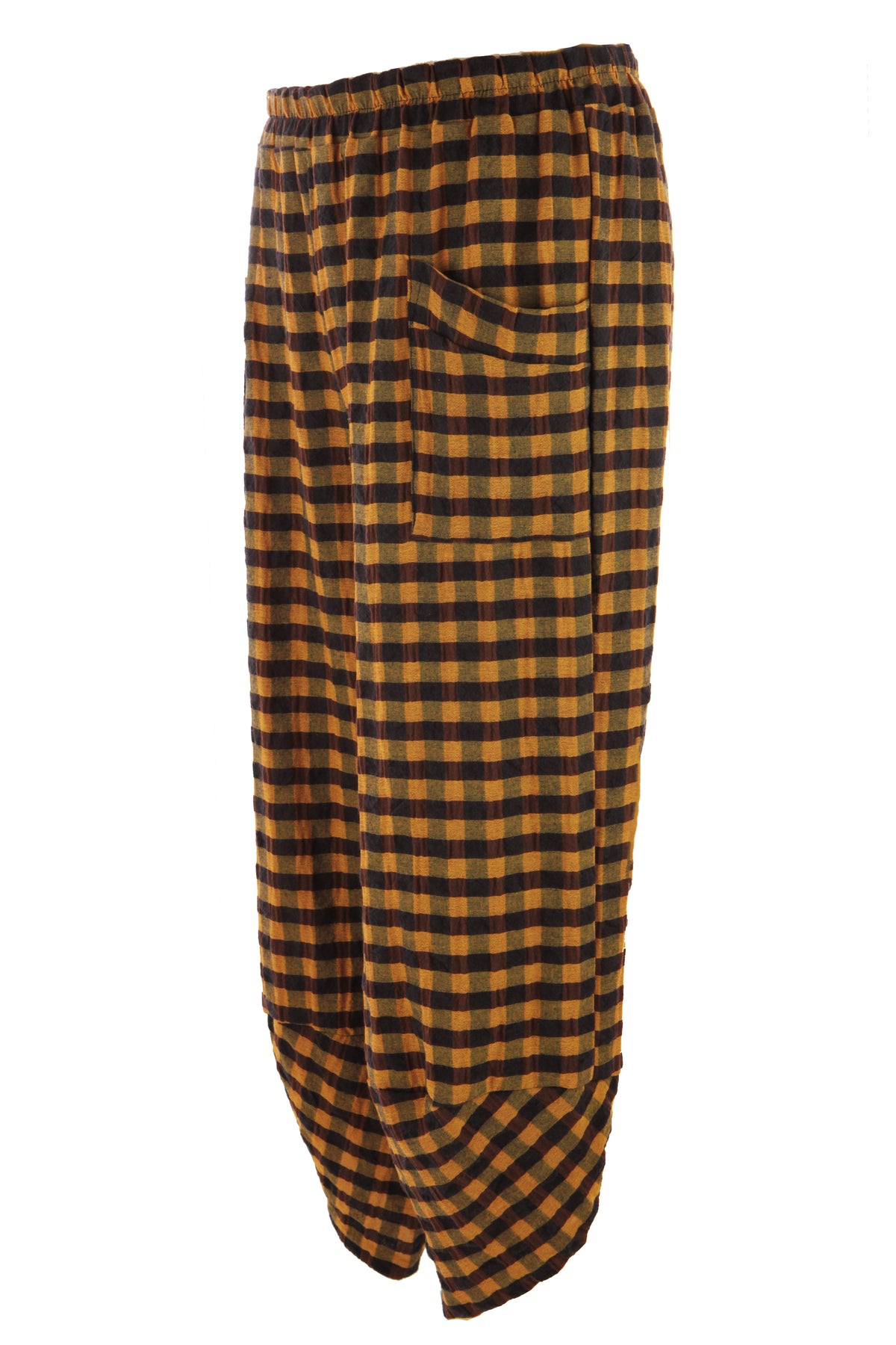 2 Pocket Tulip Ankle Barrel Leg Check Trouser
