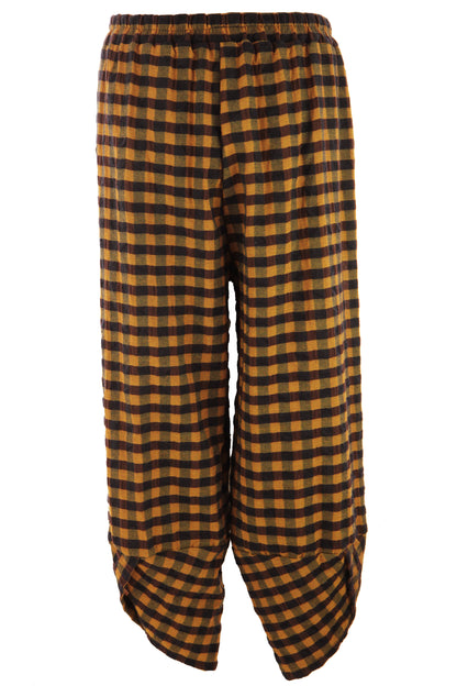 2 Pocket Tulip Ankle Barrel Leg Check Trouser
