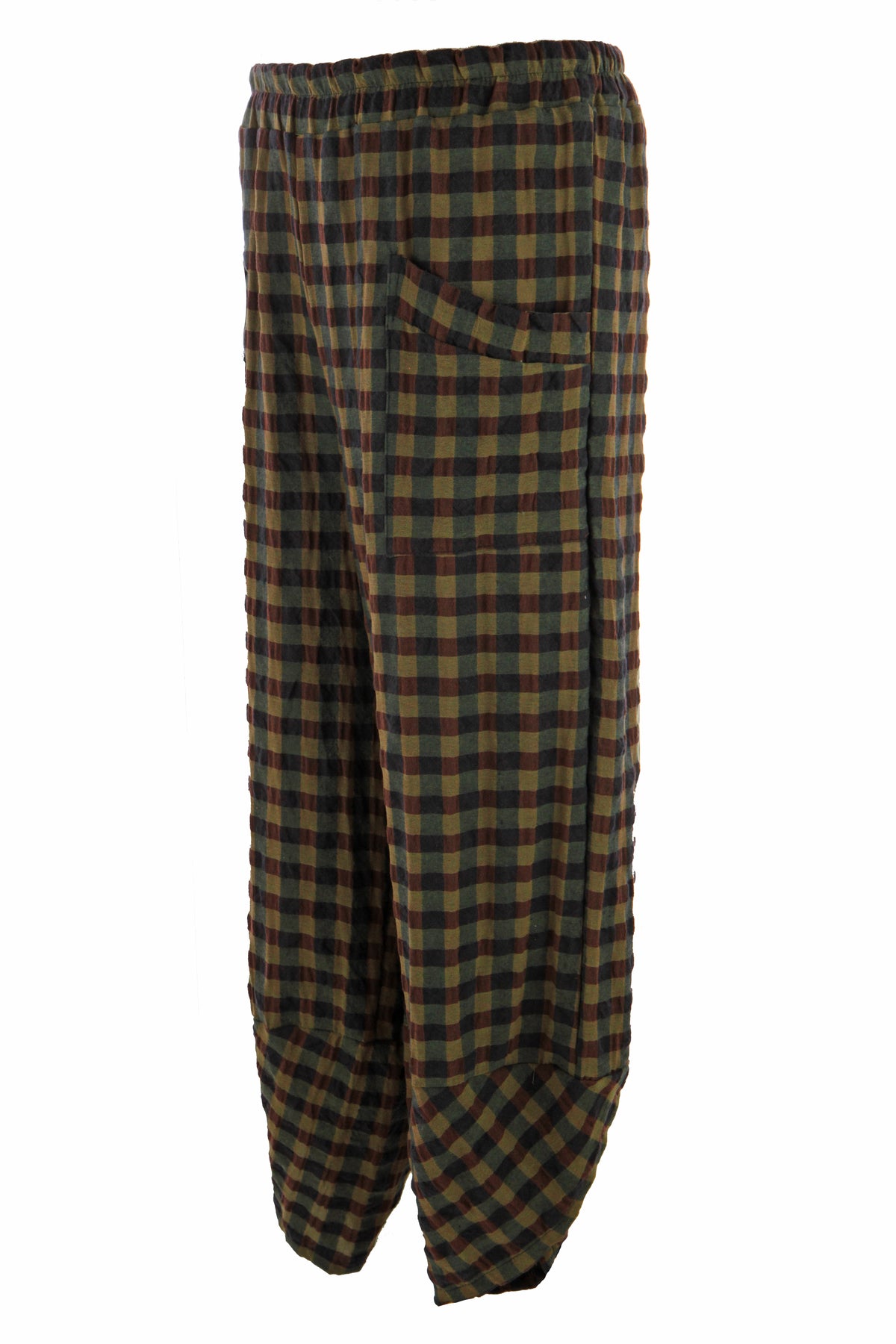 2 Pocket Tulip Ankle Barrel Leg Check Trouser