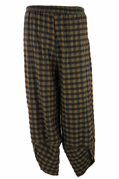 2 Pocket Tulip Ankle Barrel Leg Check Trouser