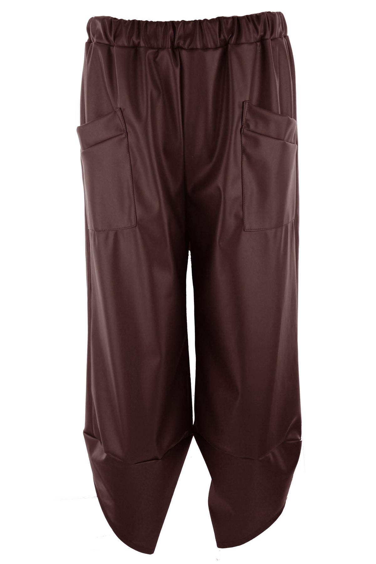 2 Pocket Tulip Ankle Barrel Leg PU Trouser