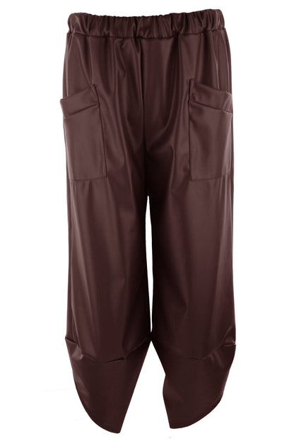 2 Pocket Tulip Ankle Barrel Leg PU Trouser