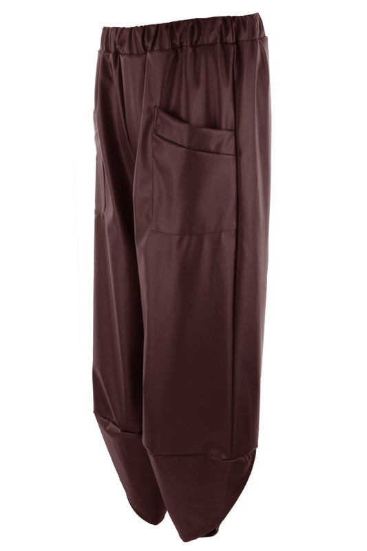2 Pocket Tulip Ankle Barrel Leg PU Trouser