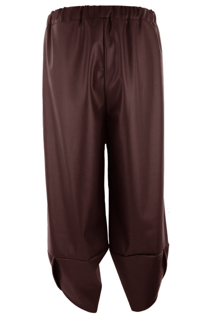 2 Pocket Tulip Ankle Barrel Leg PU Trouser