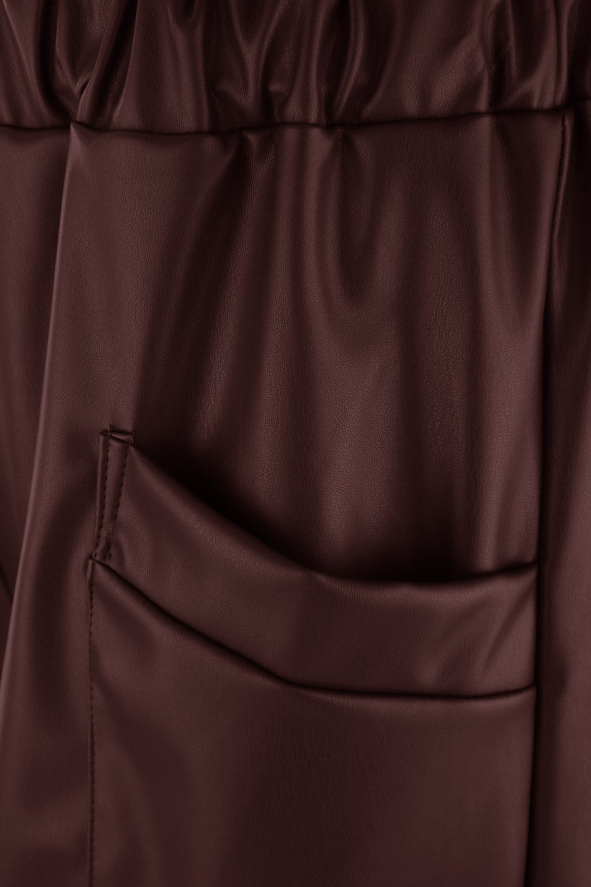 2 Pocket Tulip Ankle Barrel Leg PU Trouser