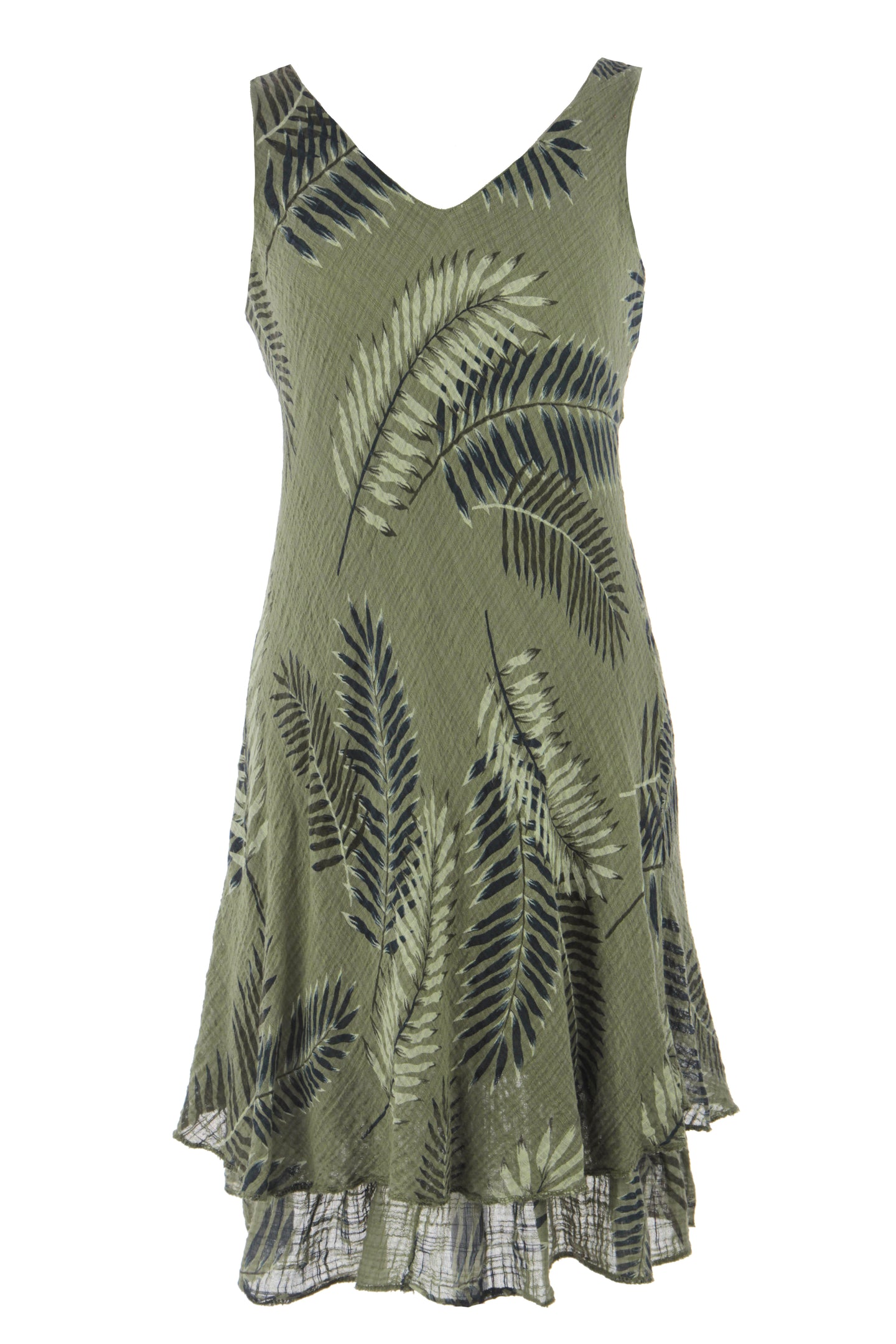 Sleeveless Palm Leaf Layered Dress