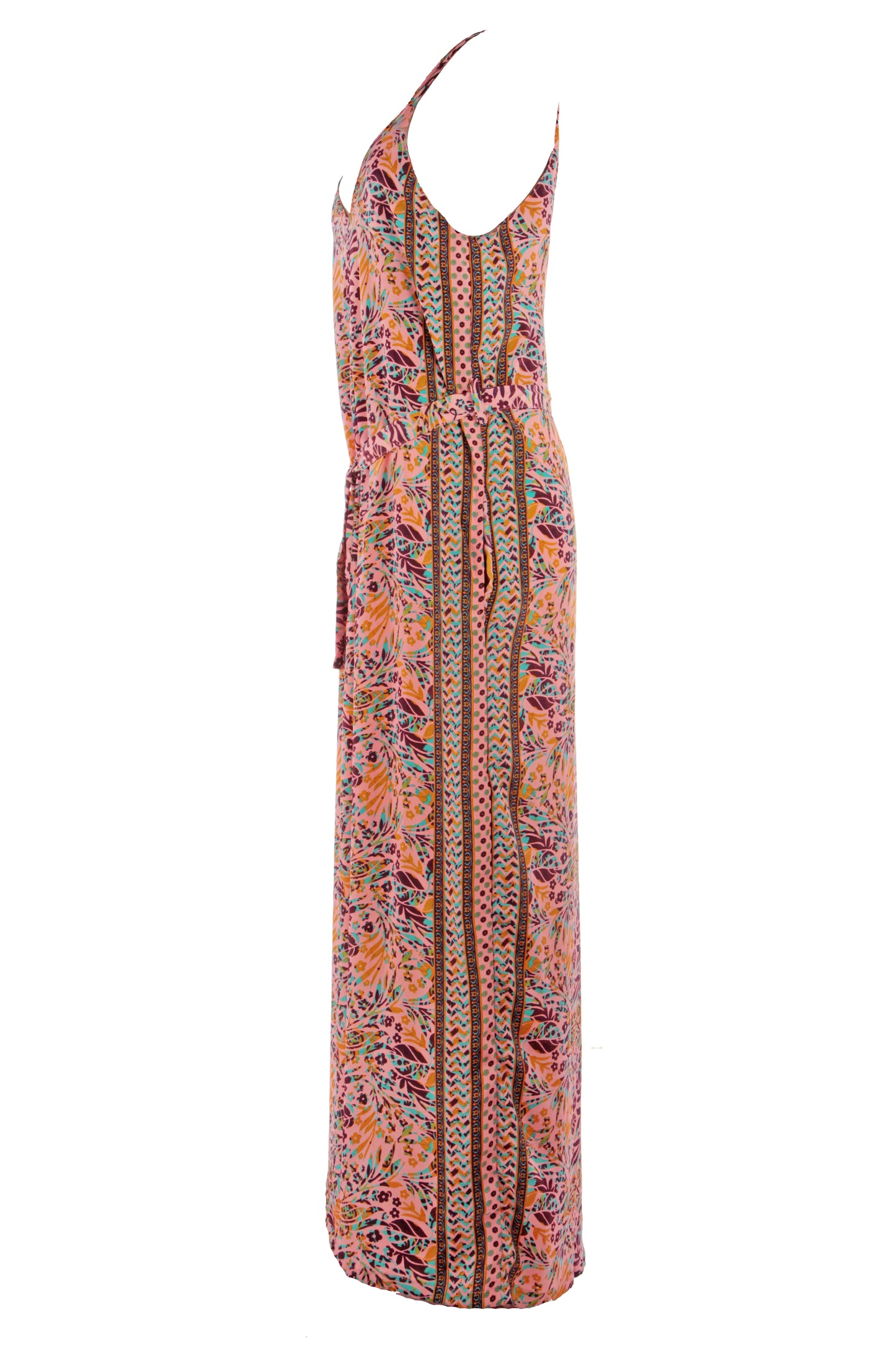 Strappy Paisley Print Silk Jumpsuit