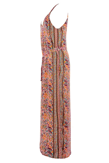 Strappy Paisley Print Silk Jumpsuit