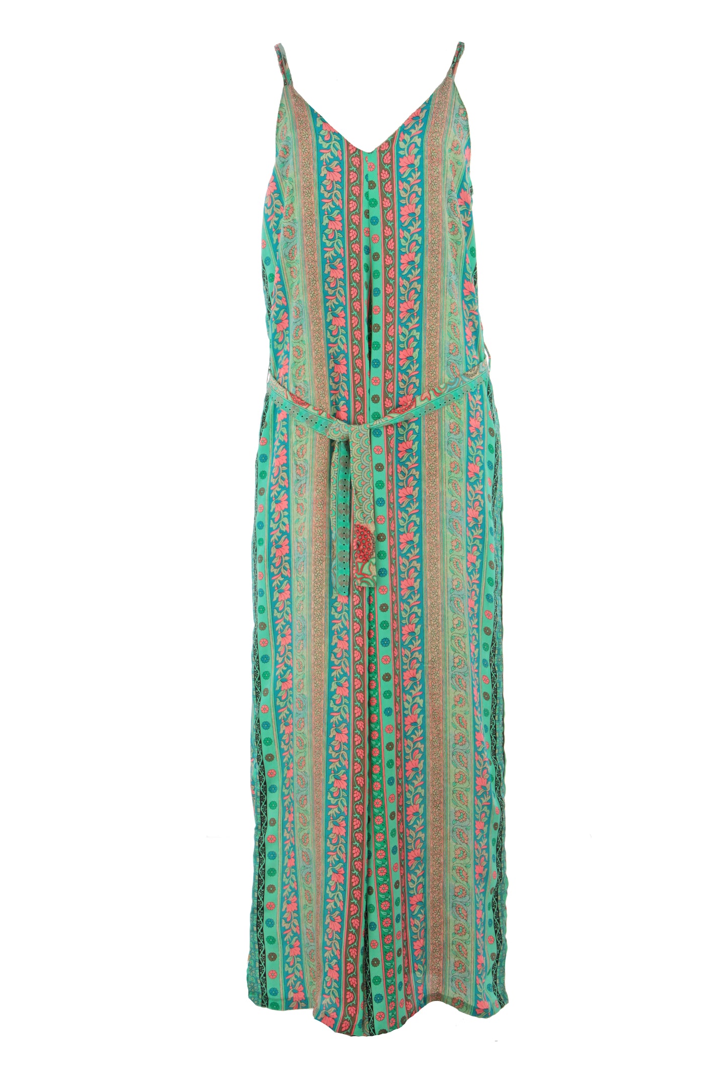 Strappy Paisley Print Silk Jumpsuit