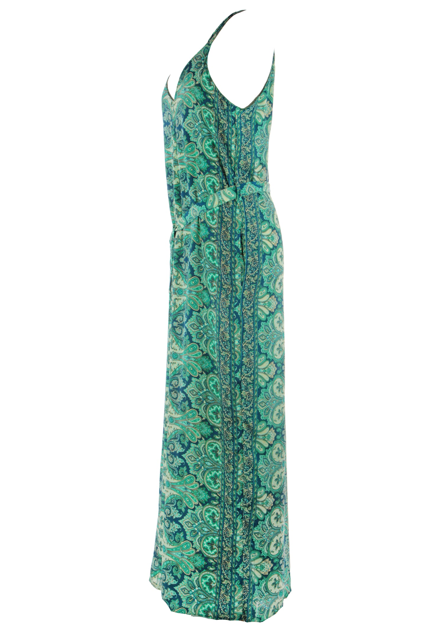 Strappy Paisley Print Silk Jumpsuit