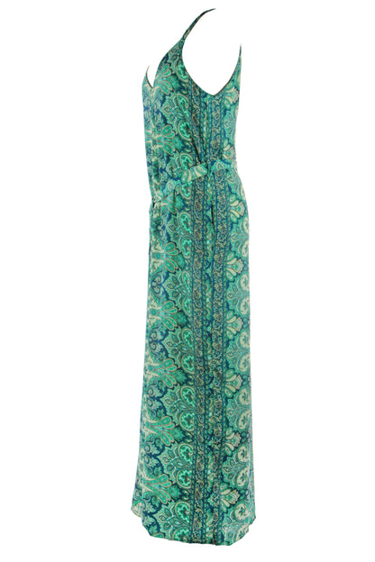 Strappy Paisley Print Silk Jumpsuit