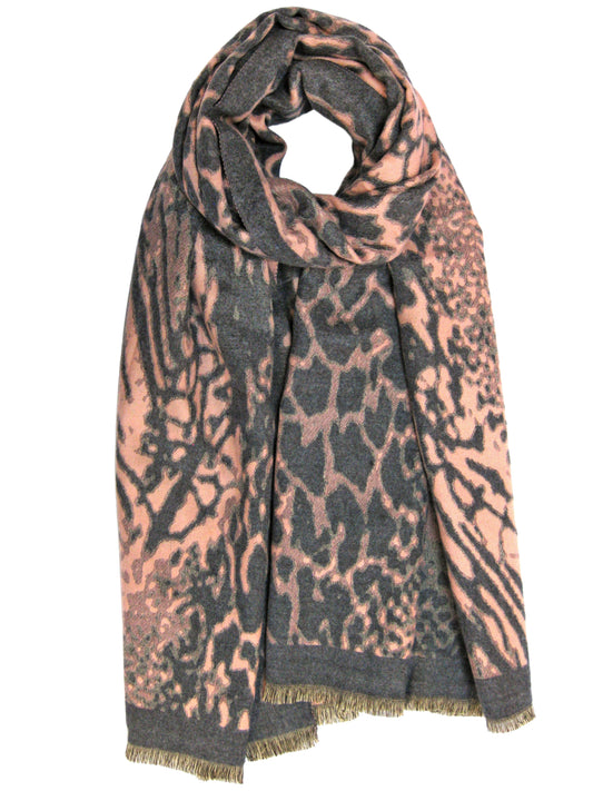 Abstract Leopard Print Cashmere Scarf