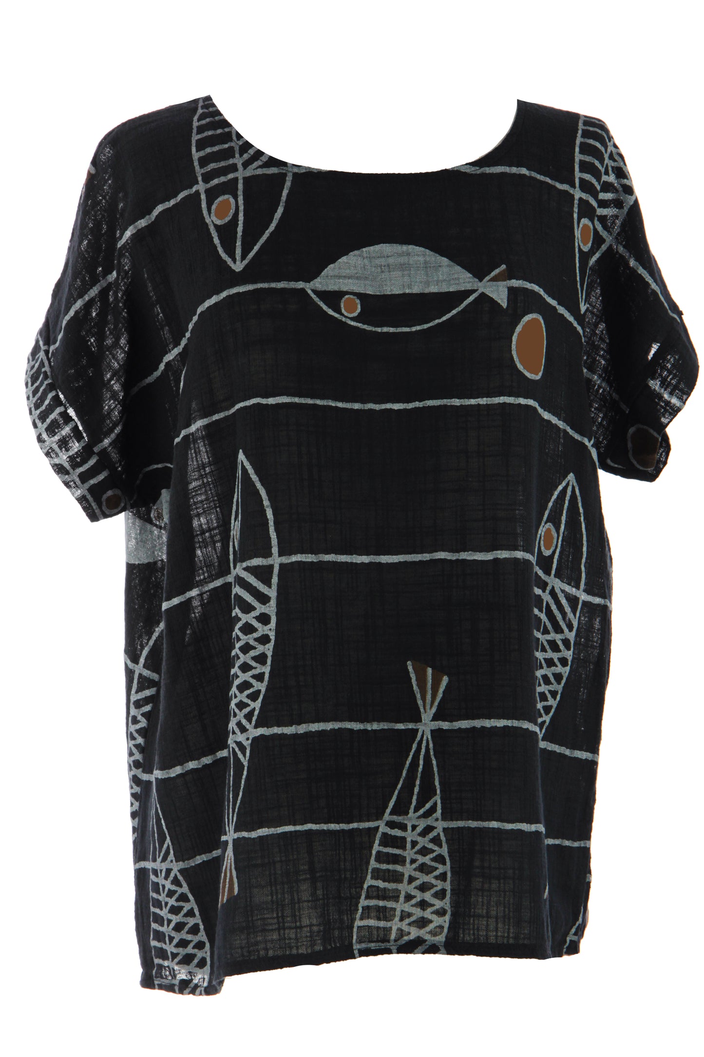 Fish Print Cotton Top