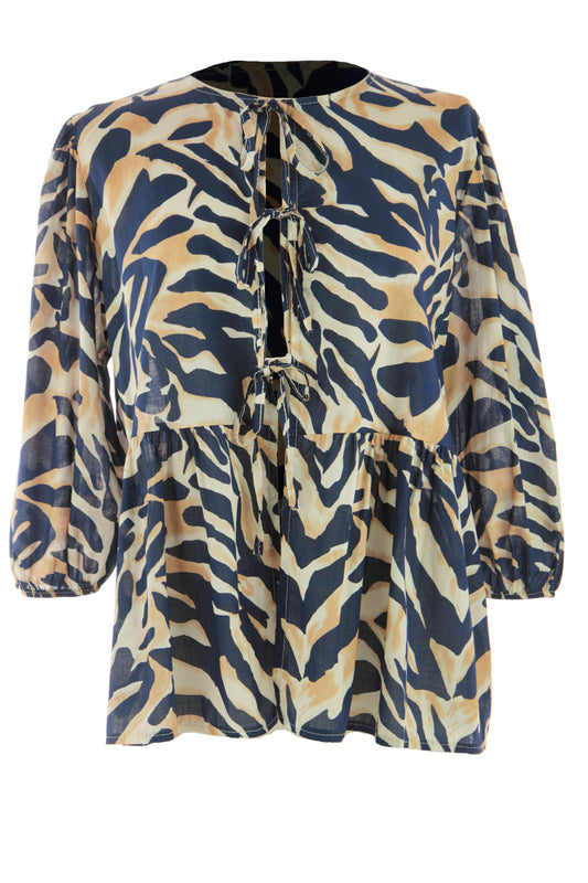 Zebra Print 3 Tie Top