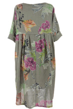 Load image into Gallery viewer, Floral Print Pleat Back Linen Dress
