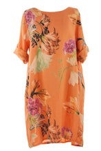 Load image into Gallery viewer, Floral Print Pleat Back Linen Dress
