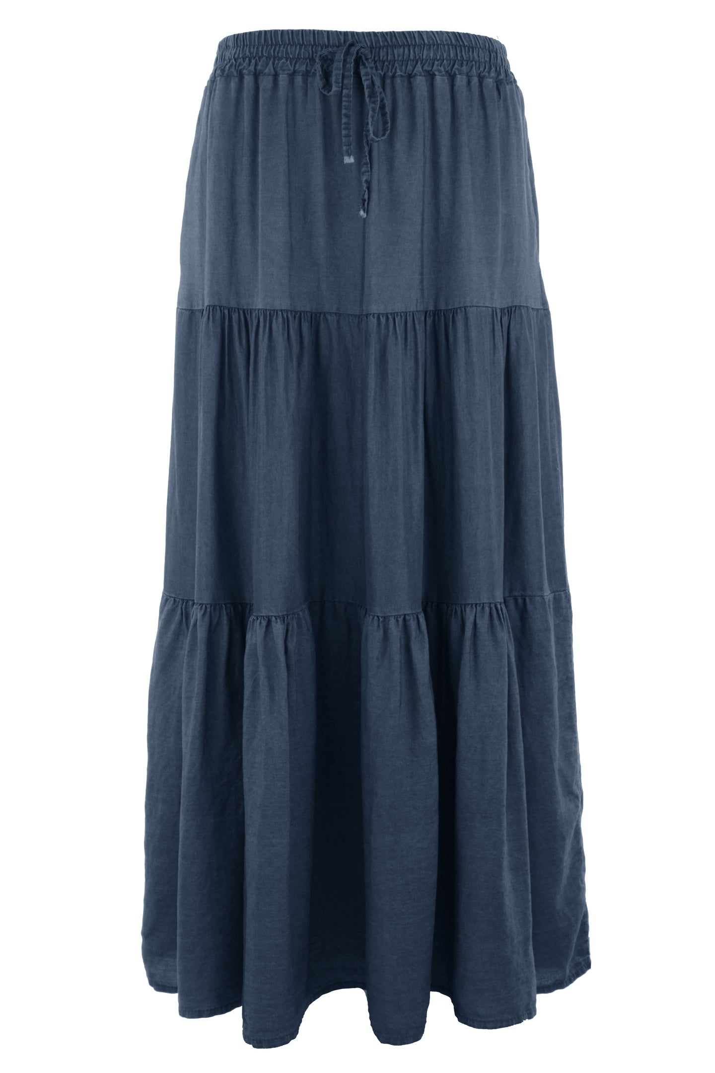 Tiered Denim Maxi Skirt
