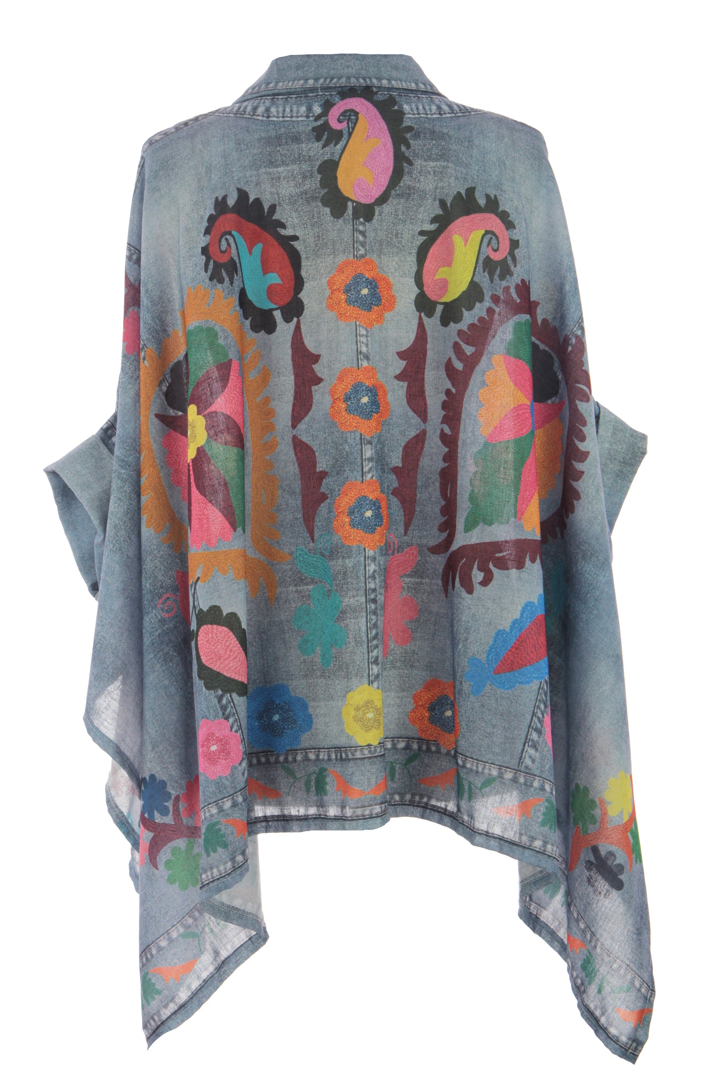 Batwing Denim Look Print Shirt