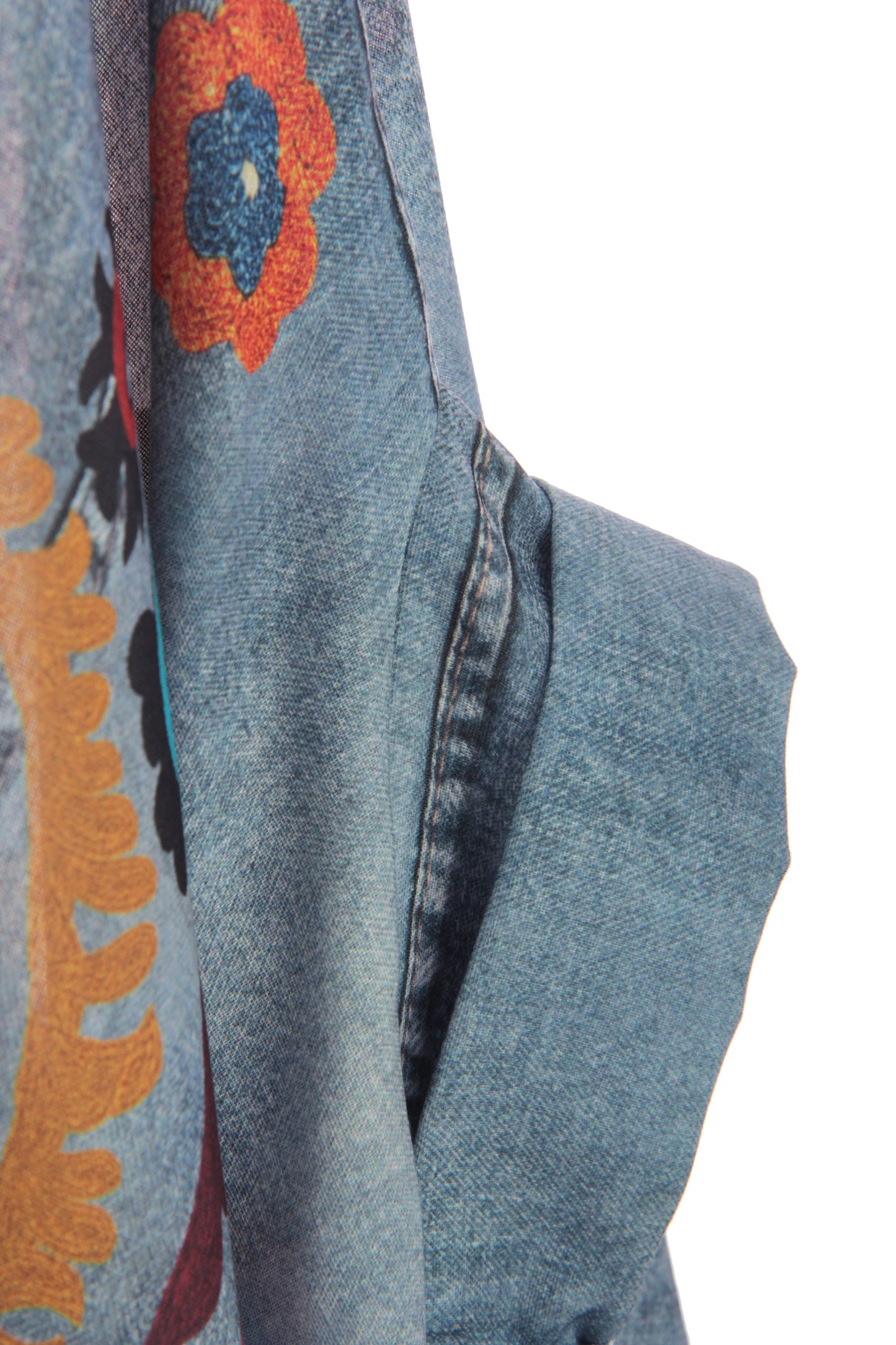 Batwing Denim Look Print Shirt