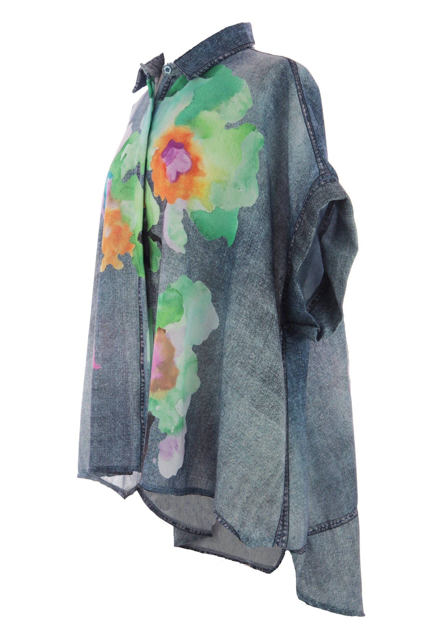 Watercolour Floral Denim Look Shirt