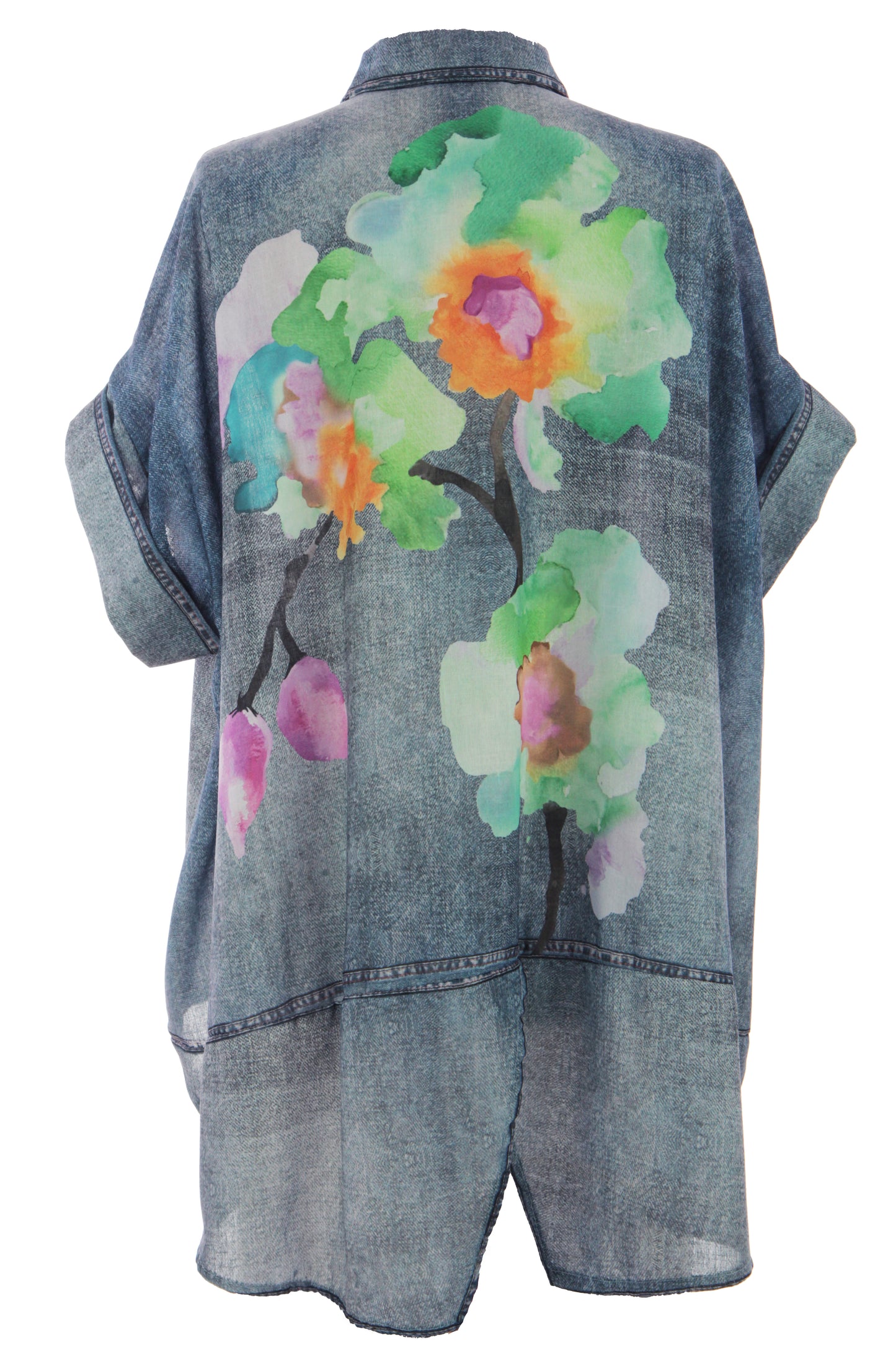Watercolour Floral Denim Look Shirt