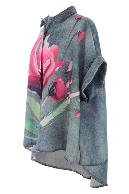 Watercolour Floral Denim Look Shirt