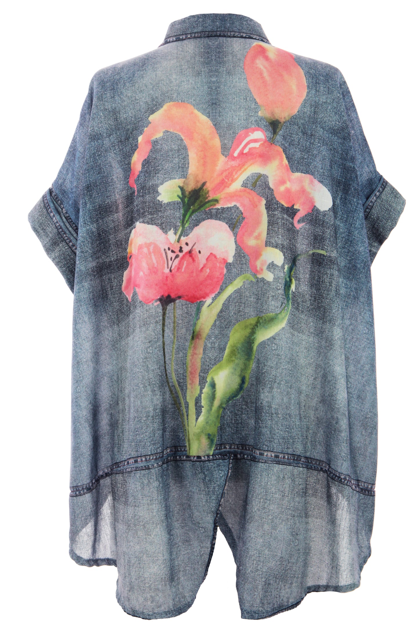 Watercolour Floral Denim Look Shirt