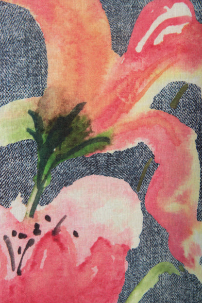 Watercolour Floral Denim Look Shirt