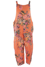 Load image into Gallery viewer, Floral Linen Dungaree
