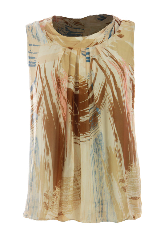 Printed Puffball Silk Vest