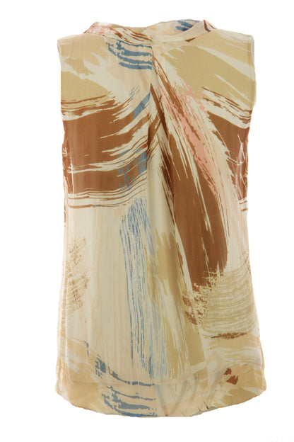 Printed Puffball Silk Vest