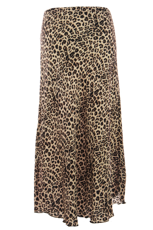 Leopard Print Silk Skirt