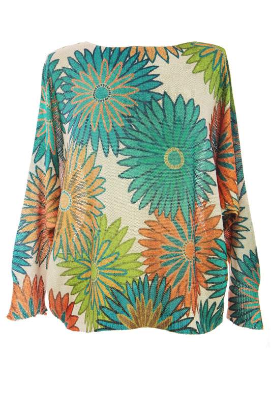 Floral Print Fine Knit Jumper