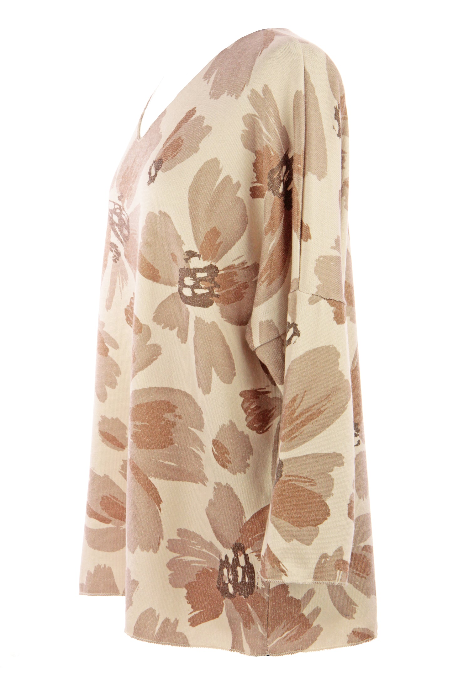 Floral Print Fine Knit Wool Jumper