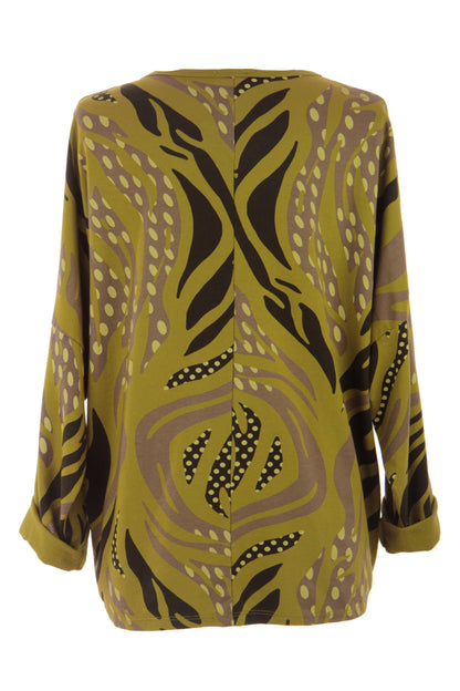 3 Button Printed Top