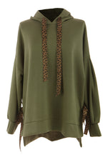 Load image into Gallery viewer, Leopard Print Tie Hoodie Sweatshirt
